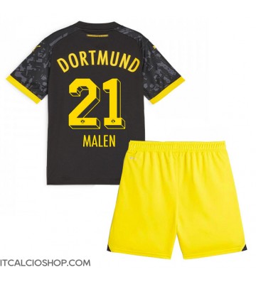 Borussia Dortmund Donyell Malen #21 Seconda Maglia Bambino 2023-24 Manica Corta (+ Pantaloni corti)